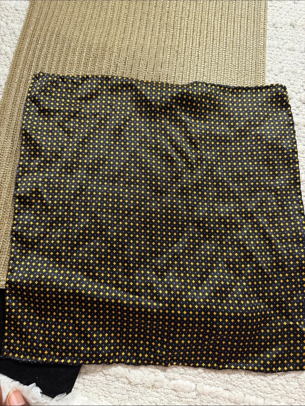 Vitaliano Pancaldi Milano Pocket Square Black Gold Silver Geometric Italy 12x12